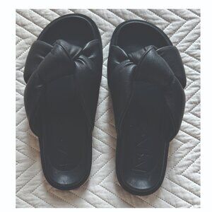 MNG Mango Women's Black Knot Slip On Platform Flats Mules Sandals Size 36/ 5.5